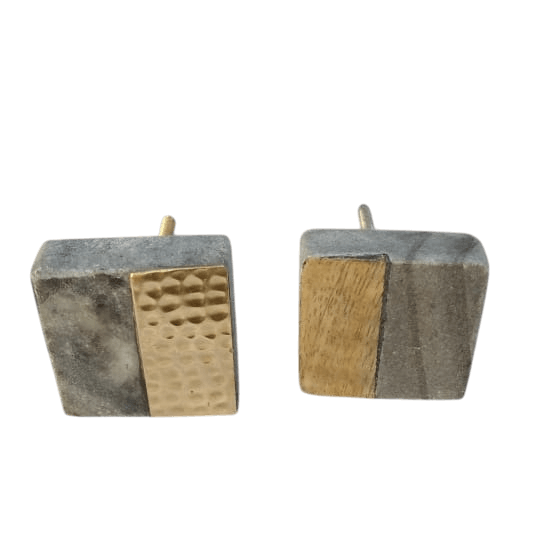 IRON & MARBLE BRASS KNOB (POLISH)